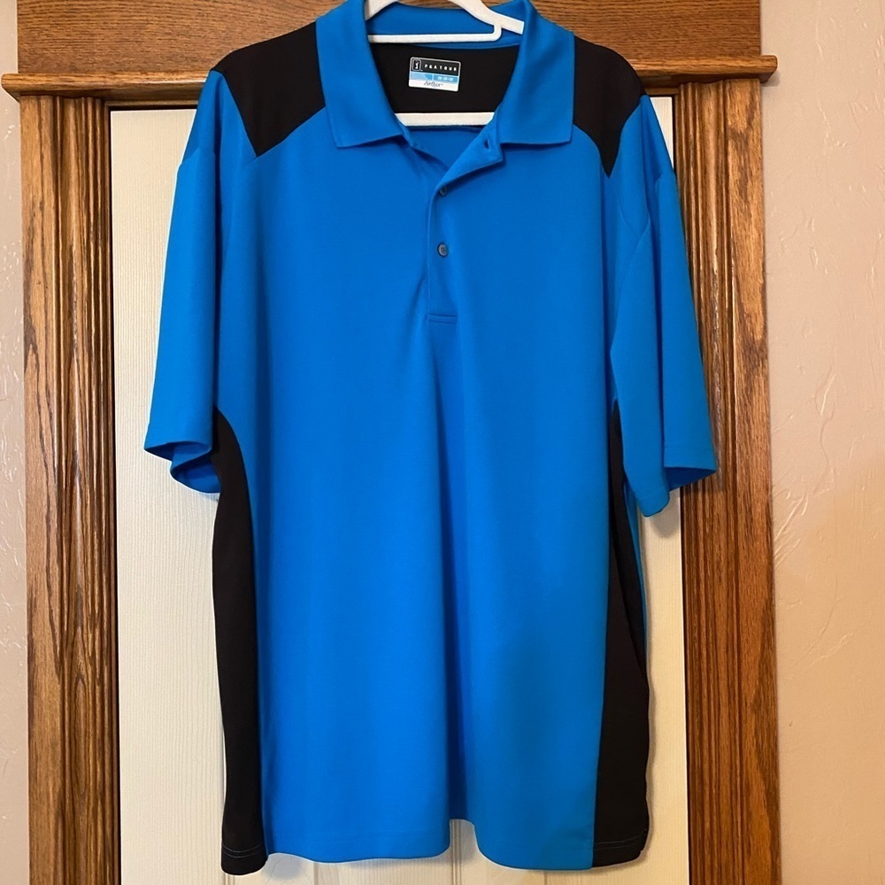 PGA Tour Airflux Mens Golf Shirt Sz 2X Blue Black